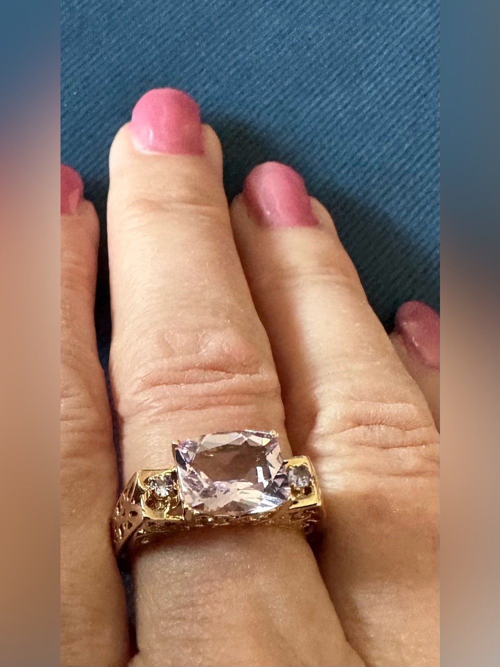 Authentic Clyde Duneier (CID) 10K Yellow Gold Filigree Gemstone Ring (Size 8)